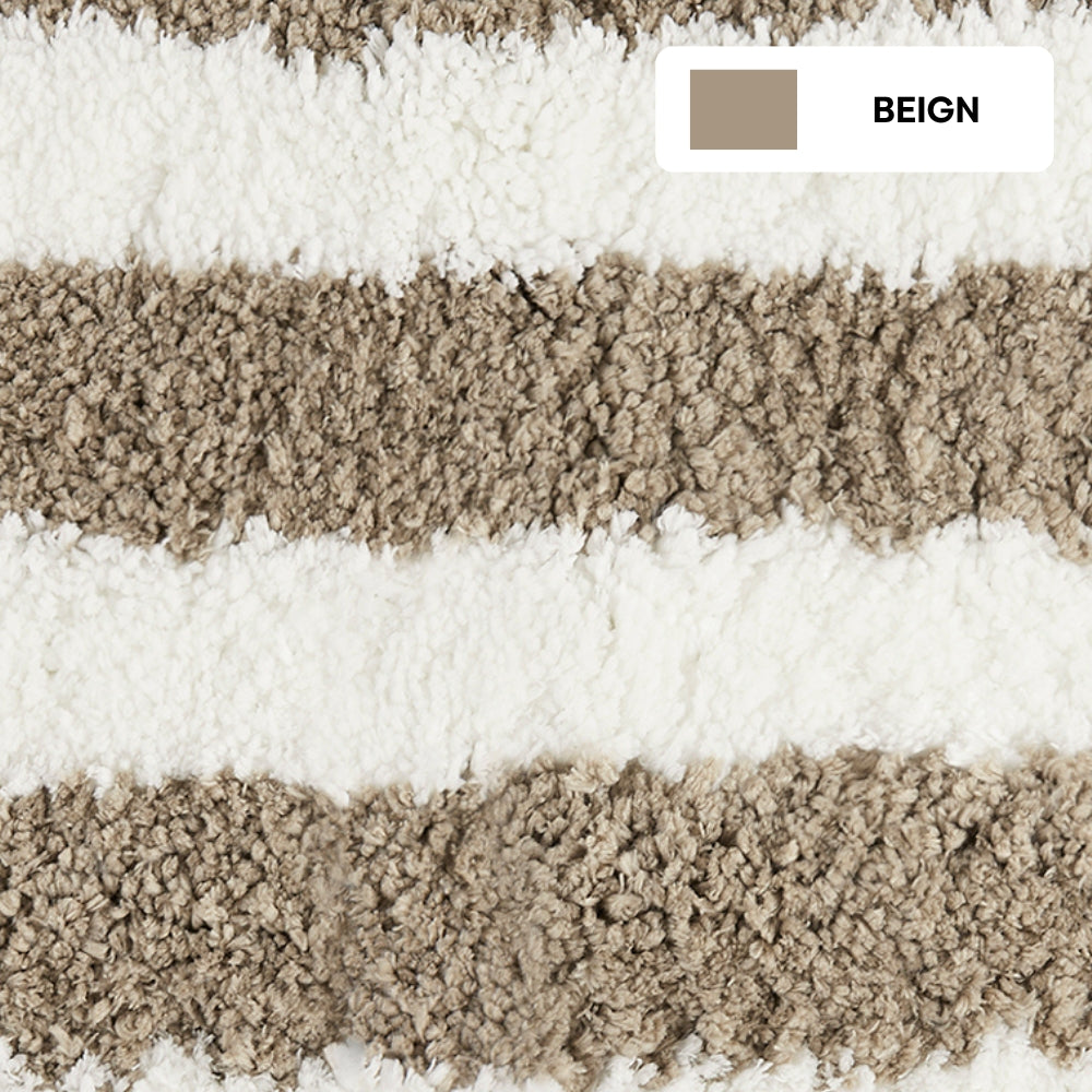 Plush Microfiber Stripe Bathmat, Beige