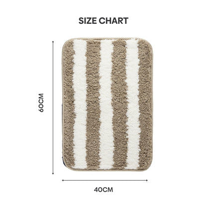 Plush Microfiber Stripe Bathmat, Beige