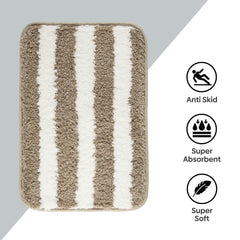 Plush Microfiber Stripe Bathmat, Beige - Bathmat | haus & kinder