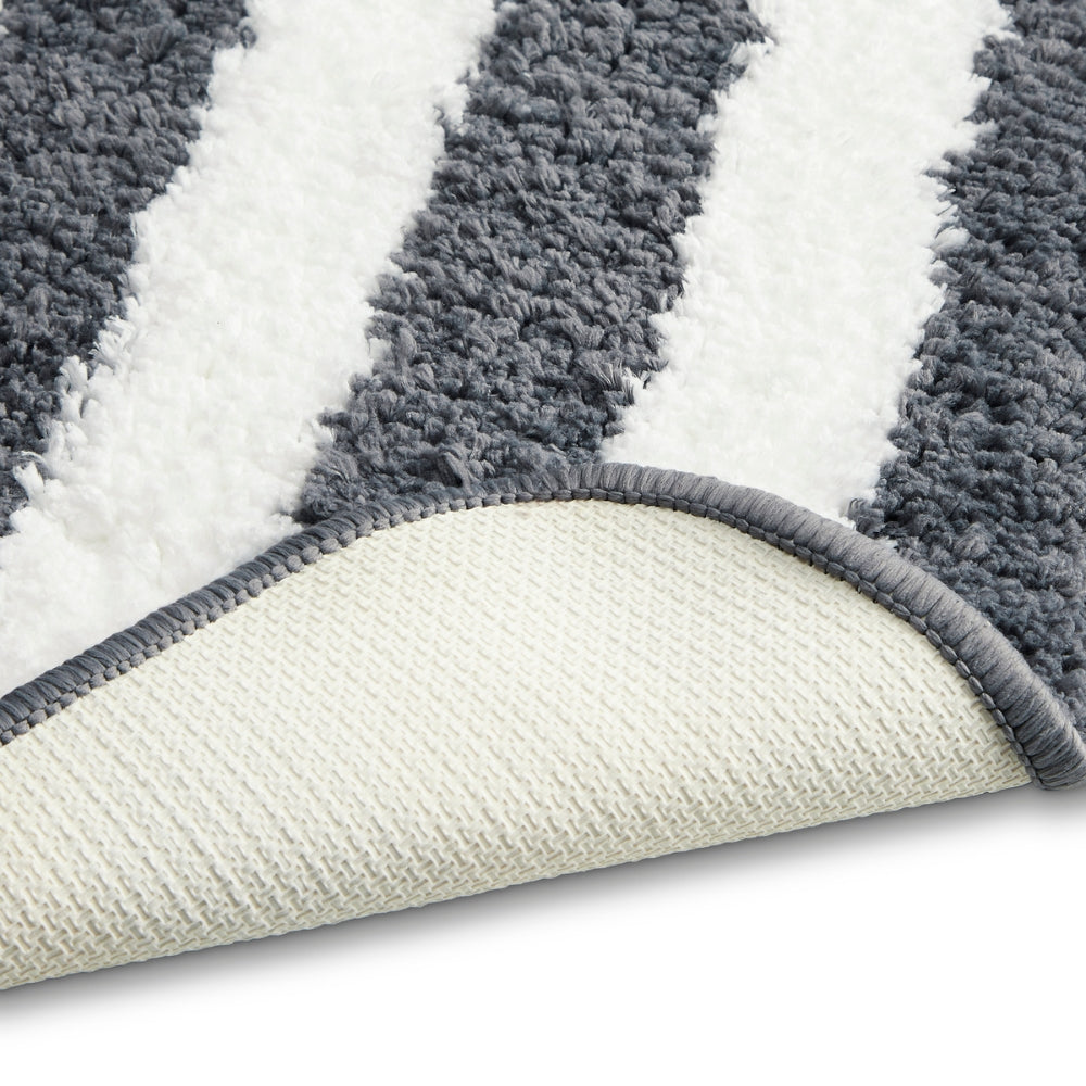 Plush Microfiber Stripe Bathmat, Grey
