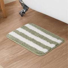 Plush Microfiber Stripe Bathmat, Sage Green - Bathmat | haus & kinder