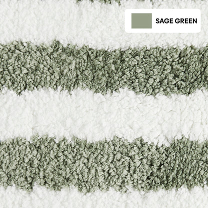 Plush Microfiber Stripe Bathmat, Sage Green