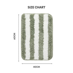 Plush Microfiber Stripe Bathmat, Sage Green - Bathmat | haus & kinder