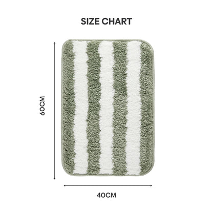 Plush Microfiber Stripe Bathmat, Sage Green