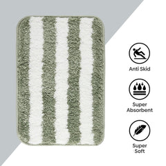 Plush Microfiber Stripe Bathmat, Sage Green - Bathmat | haus & kinder