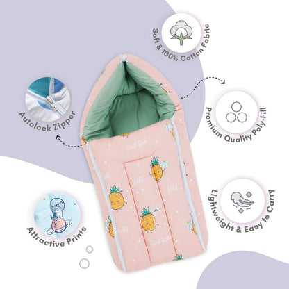 Cotton Carrier Nest cum sleeping bag, Pineapple Samba ( Newborn - 3 Months)