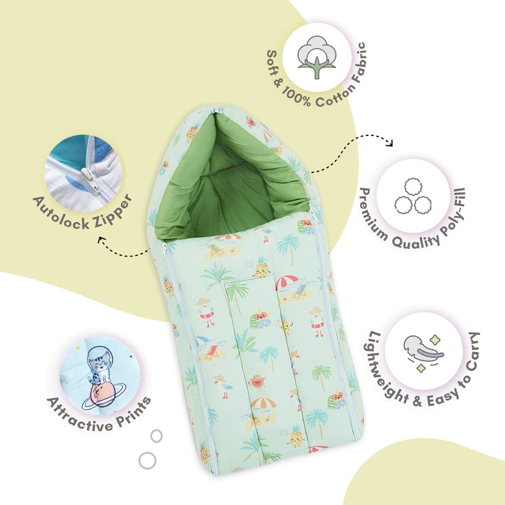 Cotton Carrier Nest cum sleeping bag, Sunny Citrus Splash ( Newborn - 3 Months)