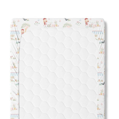 100% Cotton Fitted Crib Sheet, Scarlet in garden
