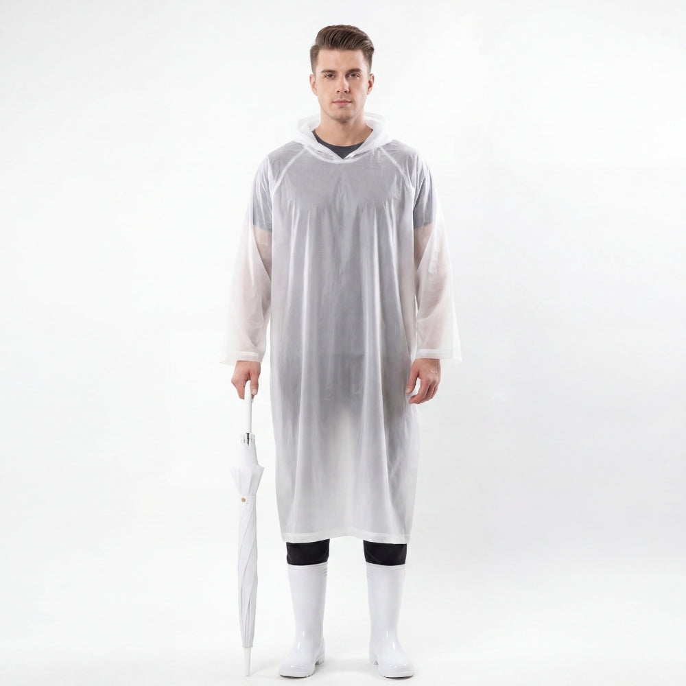 Clear Cloud Poncho Raincoat, White - Free size