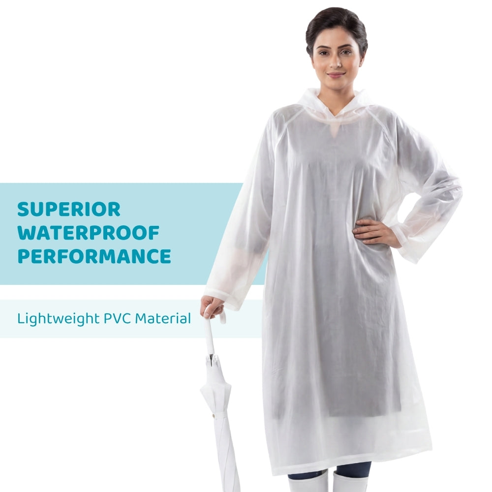 Clear Cloud Poncho Raincoat, White - Free size