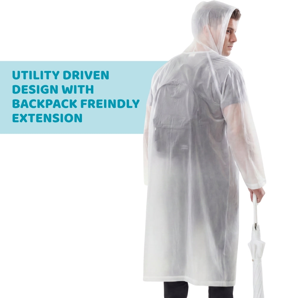 Clear Cloud Poncho Raincoat, White - Free size