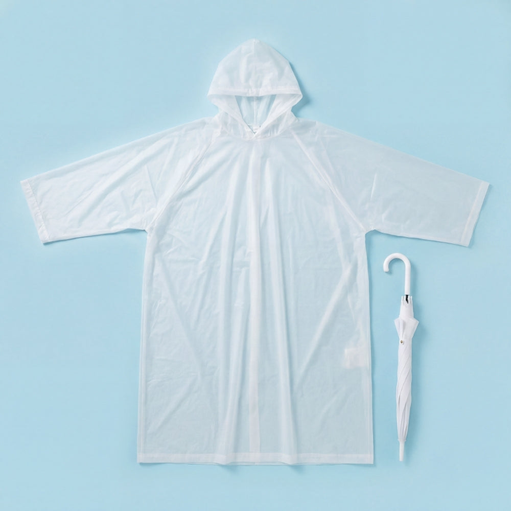 Clear Cloud Poncho Raincoat, White - Free size