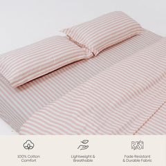 Momoiro Stripe 100% Cotton Double Bedsheet, 186TC - Double Size | haus & kinder