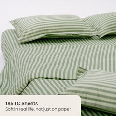 Tokiwairo Stripe 100% Cotton Double Bedsheet, 186TC - Double Size | haus & kinder