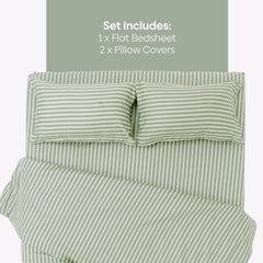 Tokiwairo Stripe 100% Cotton Double Bedsheet, 186TC - Double Size | haus & kinder
