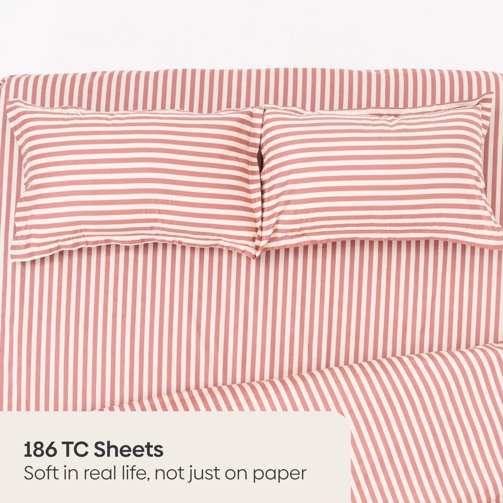 Akatsuchi Stripe 100% Cotton Double Bedsheet, 186TC - Double Size | haus & kinder