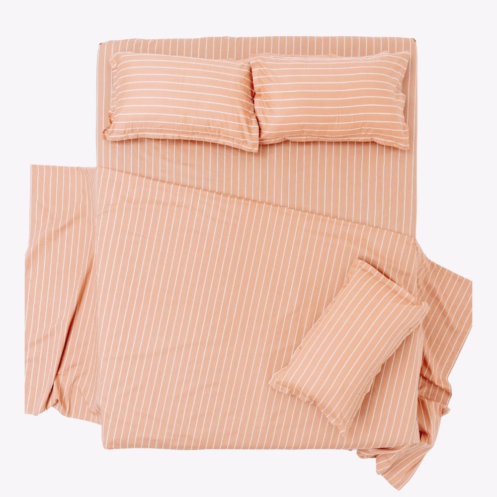 Kohaku Stripe 100% Cotton Double Bedsheet, 186TC - Double Size | haus & kinder