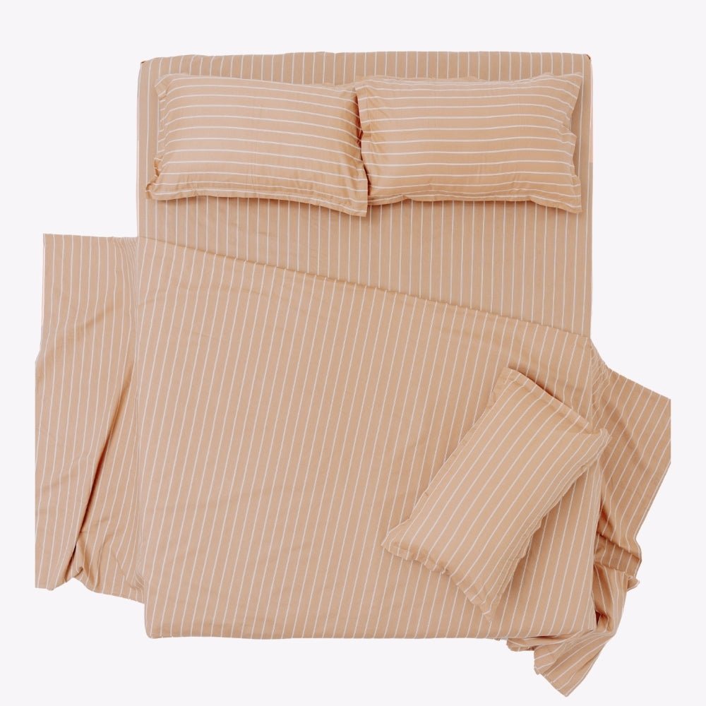 Kohaku Stripe, 100% Cotton King Size Bedsheet, 186 TC - King Size | haus & kinder