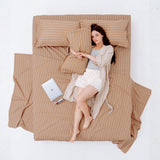 Kohaku Stripe, 100% Cotton King Size Bedsheet, 186 TC - King Size | haus & kinder