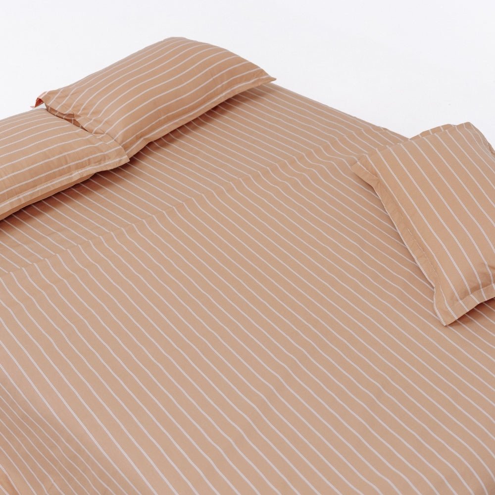 Kohaku Stripe, 100% Cotton King Size Bedsheet, 186 TC - King Size | haus & kinder