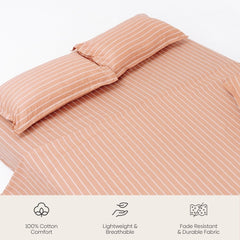 Kohaku Stripe 100% Cotton Double Bedsheet, 186TC - Double Size | haus & kinder