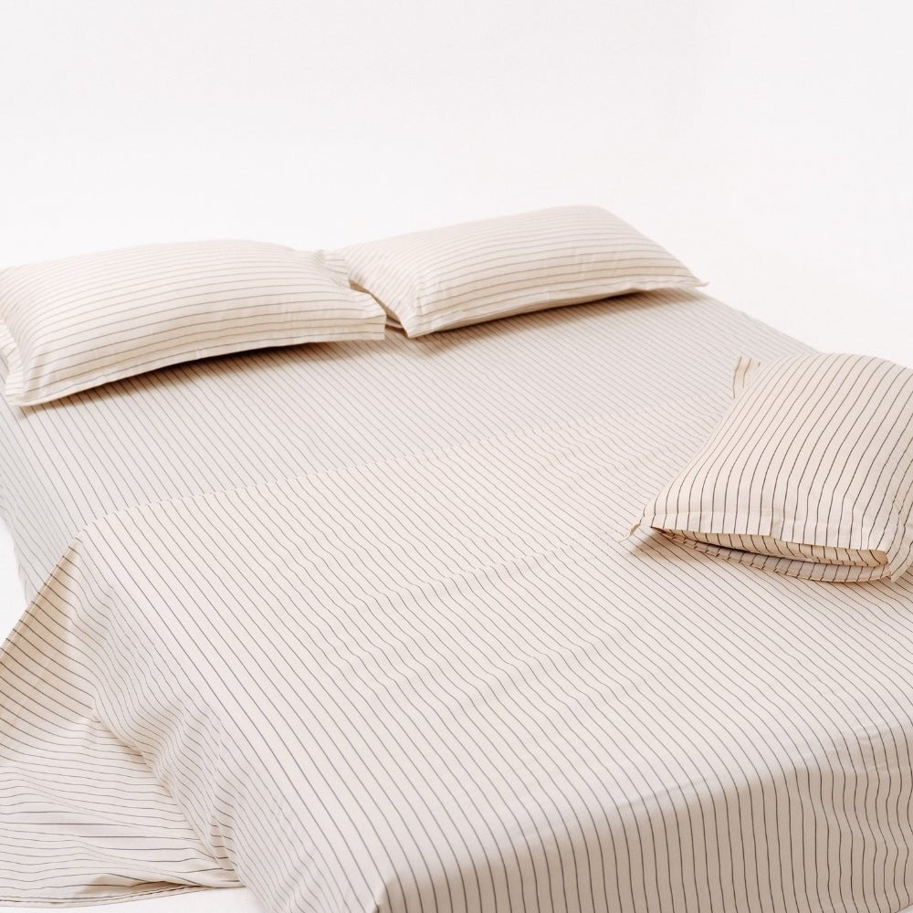Sumi Stripe 100% Cotton Double Bedsheet, 186TC - Double Size | haus & kinder