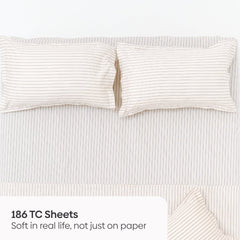 Sumi Stripe 100% Cotton Double Bedsheet, 186TC - Double Size | haus & kinder