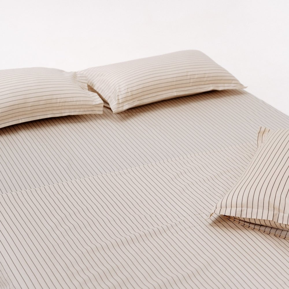 Sumi Stripe 100% Cotton Double Bedsheet, 186TC - Double Size | haus & kinder