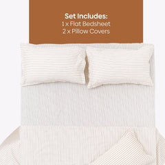 Sumi Stripe 100% Cotton Double Bedsheet, 186TC - Double Size | haus & kinder