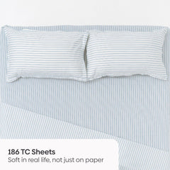 Ruri Stripe 100% Cotton Double Bedsheet, 186TC - Double Size | haus & kinder