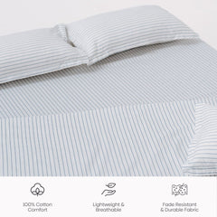 Ruri Stripe 100% Cotton Double Bedsheet, 186TC - Double Size | haus & kinder