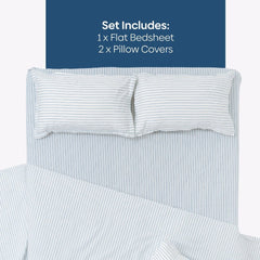 Ruri Stripe 100% Cotton Double Bedsheet, 186TC - Double Size | haus & kinder