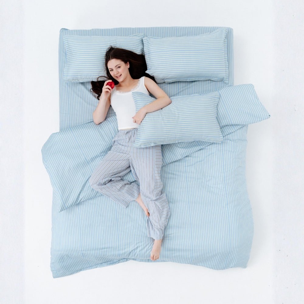 Seiran Stripe 100% Cotton Double Bedsheet, 186TC - Double Size | haus & kinder