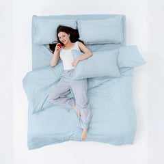Seiran Stripe 100% Cotton Double Bedsheet, 186TC - Double Size | haus & kinder