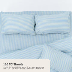 Seiran Stripe 100% Cotton Double Bedsheet, 186TC - Double Size | haus & kinder