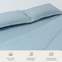 Seiran Stripe 100% Cotton Double Bedsheet, 186TC - Double Size | haus & kinder