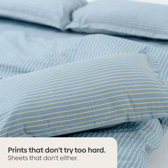 Seiran Stripe 100% Cotton Double Bedsheet, 186TC - Double Size | haus & kinder