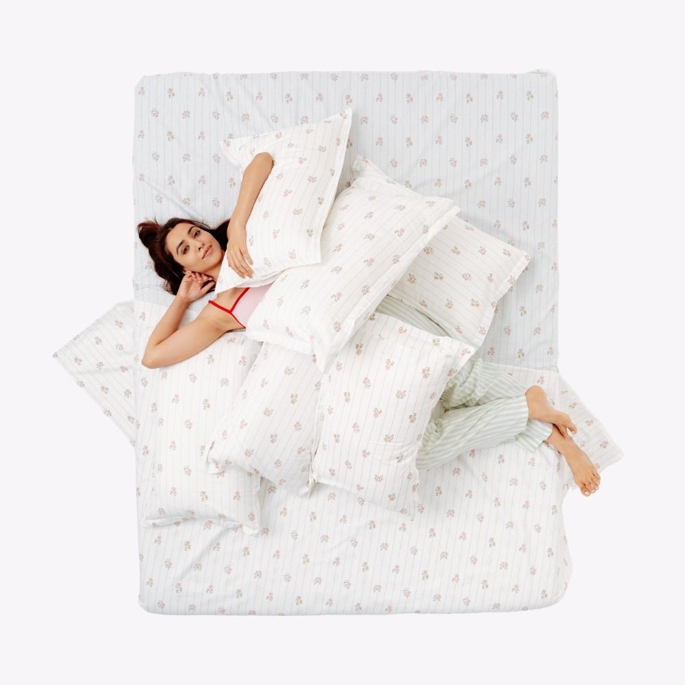 Kohana Stripe 100% Cotton Double Bedsheet, 186TC - Double Size | haus & kinder