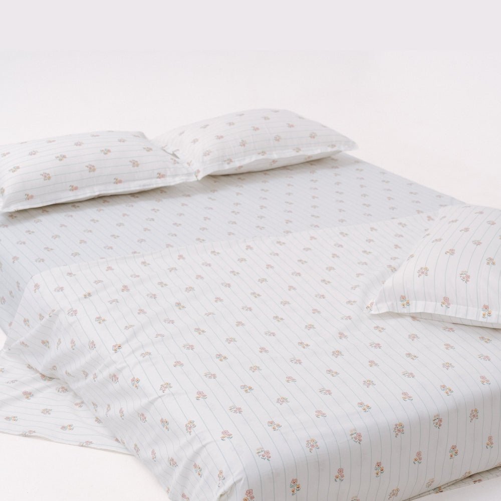 Kohana Stripe 100% Cotton Double Bedsheet, 186TC - Double Size | haus & kinder