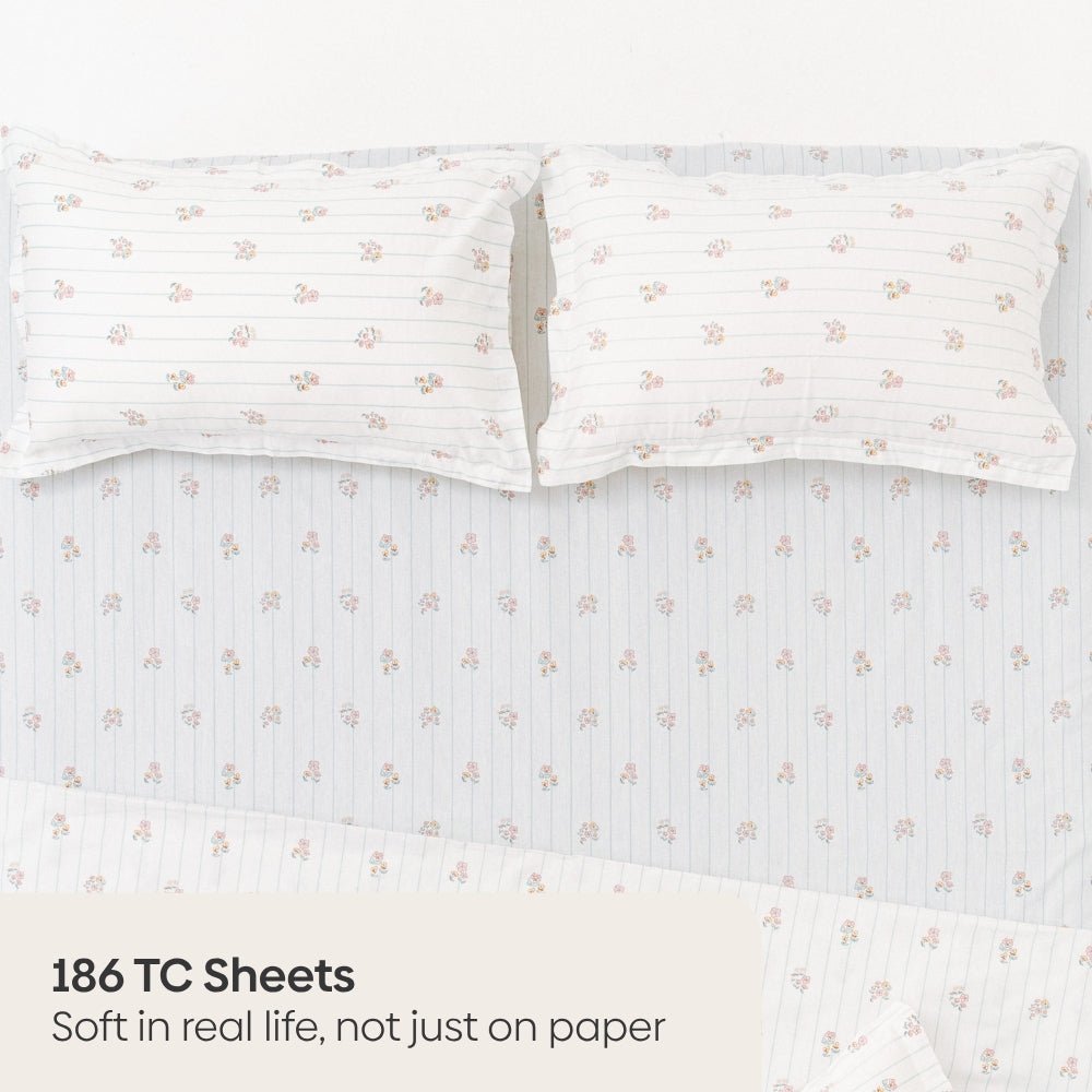 Kohana Stripe 100% Cotton Double Bedsheet, 186TC - Double Size | haus & kinder