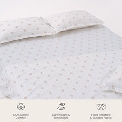 Kohana Stripe 100% Cotton Double Bedsheet, 186TC - Double Size | haus & kinder