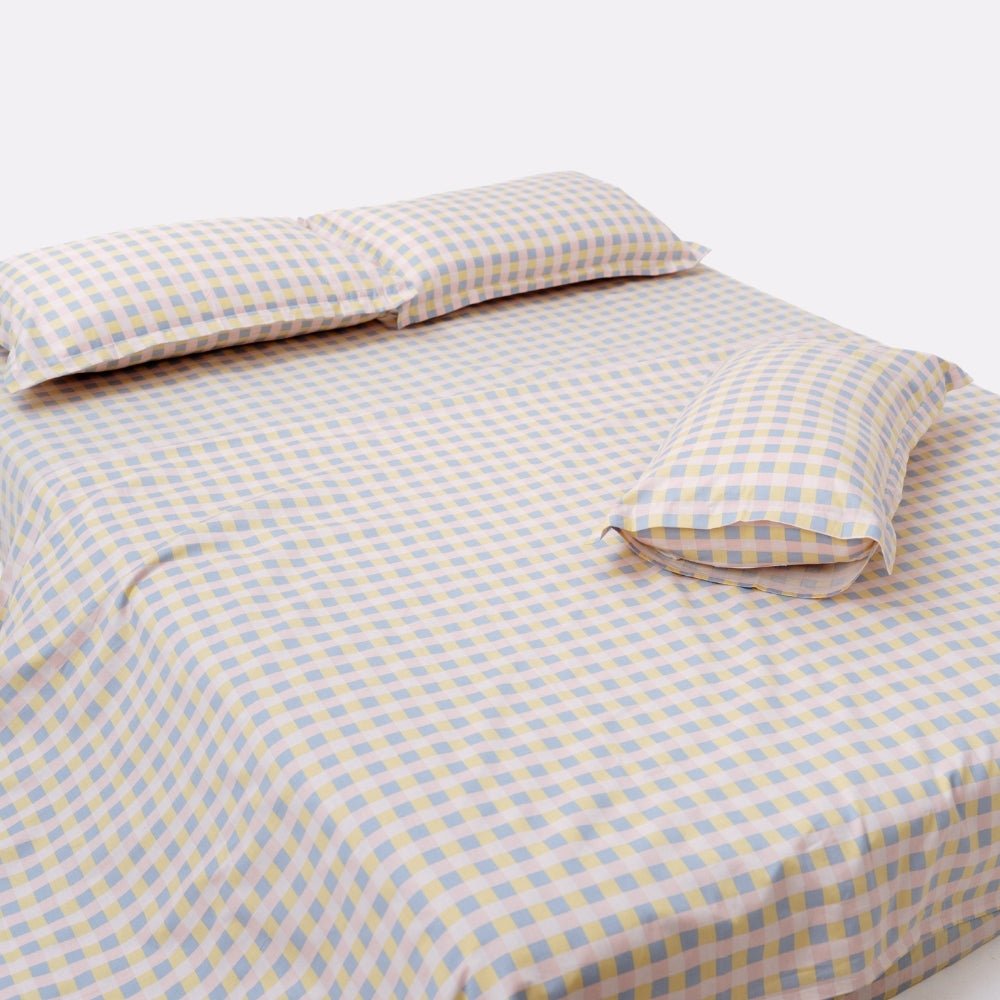 Awairo Check 100% Cotton Double Bedsheet, 186TC - Double Size | haus & kinder