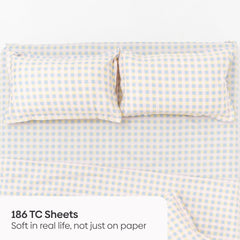 Awairo Check 100% Cotton Double Bedsheet, 186TC - Double Size | haus & kinder