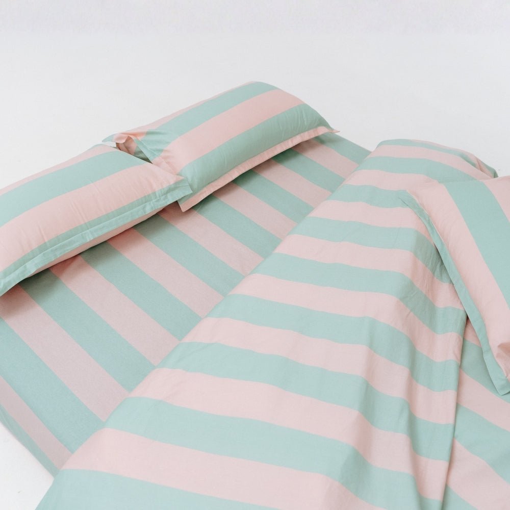 Nagomi Stripe 100% Cotton Double Bedsheet, 186TC - Double Size | haus & kinder