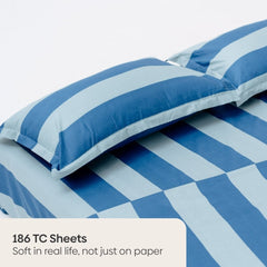 Asagi Stripe 100% Cotton Double Bedsheet, 186TC - Double Size | haus & kinder