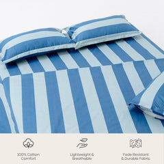 Asagi Stripe 100% Cotton Double Bedsheet, 186TC - Double Size | haus & kinder