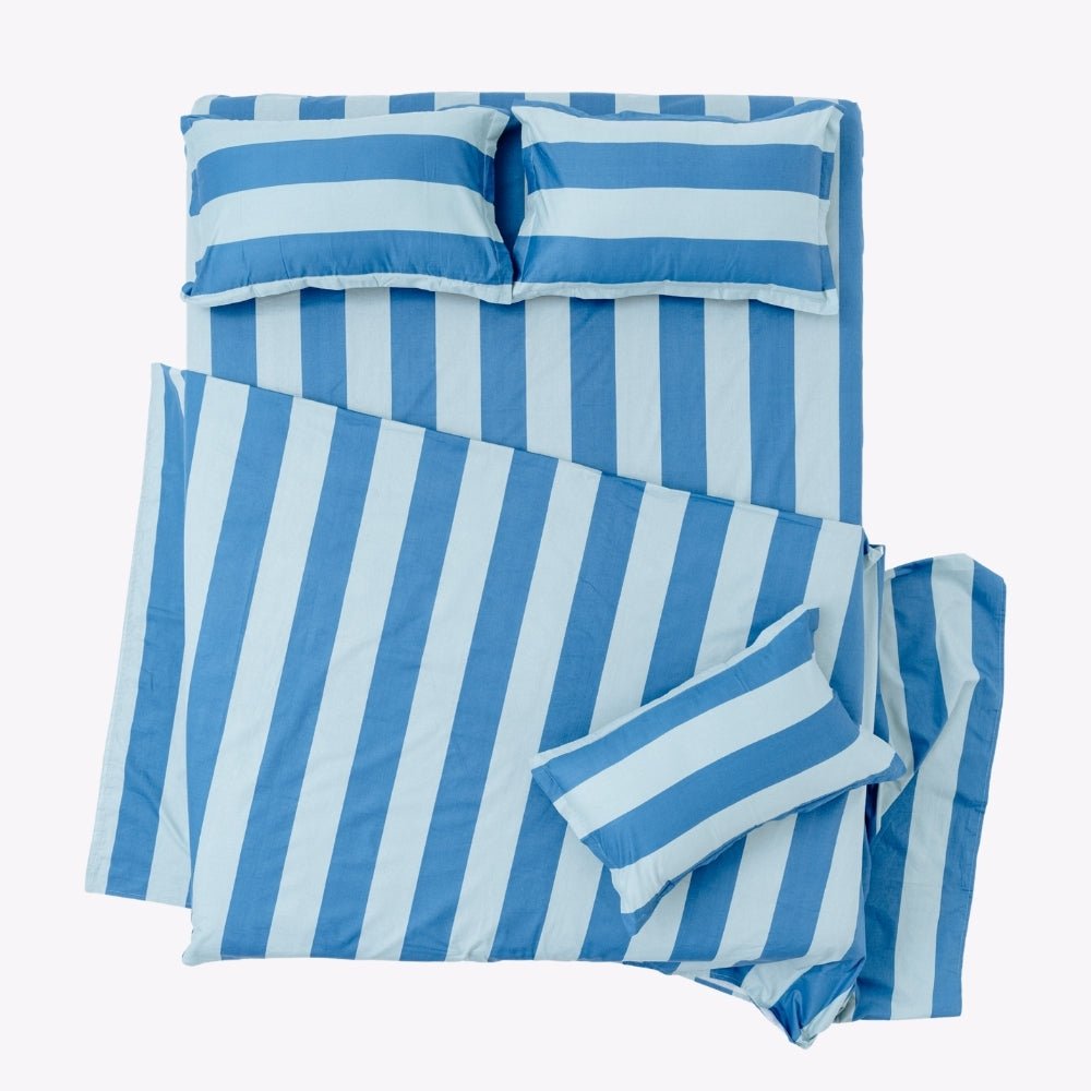 Asagi Stripe 100% Cotton Double Bedsheet, 186TC - Double Size | haus & kinder