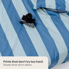 Asagi Stripe 100% Cotton Double Bedsheet, 186TC - Double Size | haus & kinder
