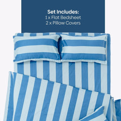 Asagi Stripe 100% Cotton Double Bedsheet, 186TC - Double Size | haus & kinder