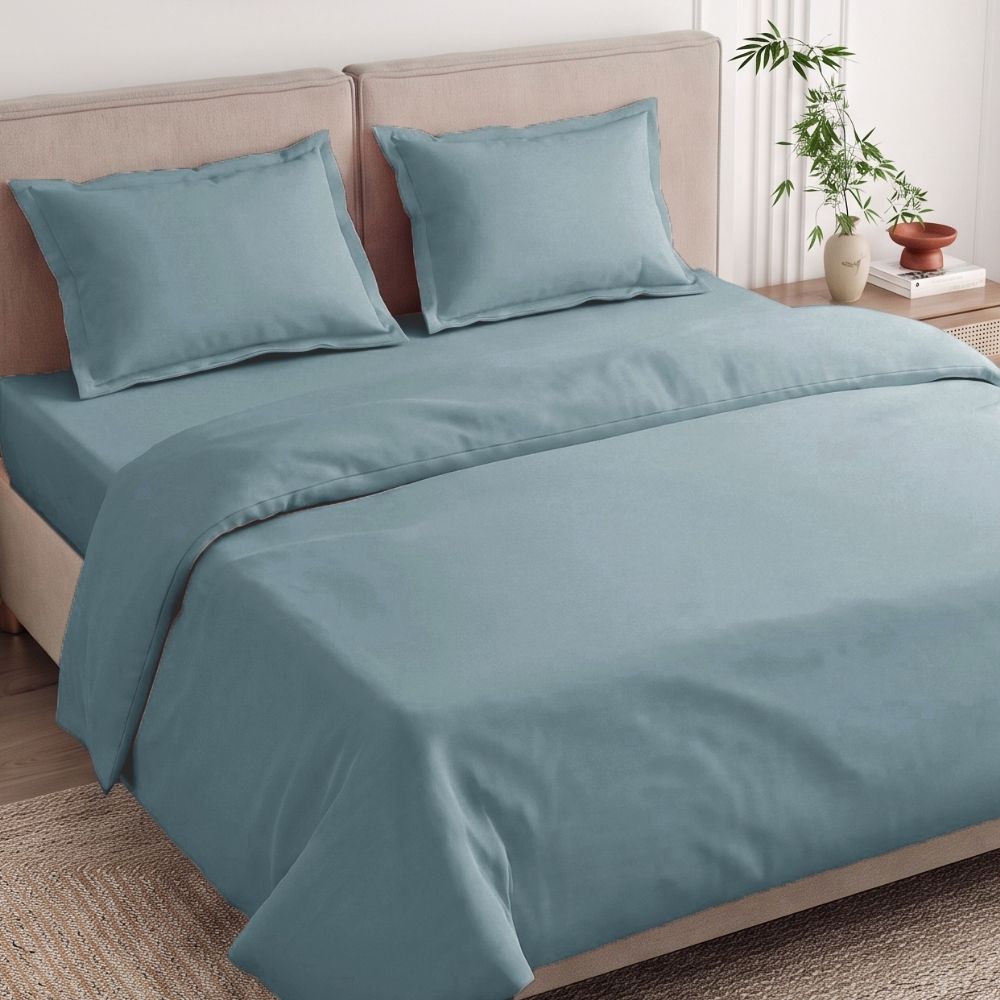 Seiji 100% Cotton Solid King Size Bedsheet, 186 TC